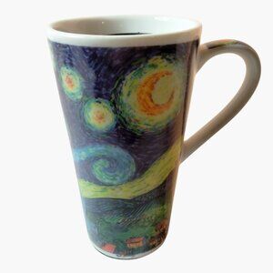 Chaleur Van Gogh Starry Night 12 Oz Ceramic Travel Mug Lid